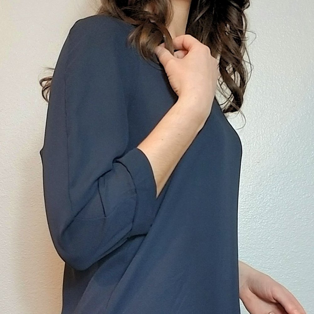 Atmosphere Navy Zipped Back Blouse
